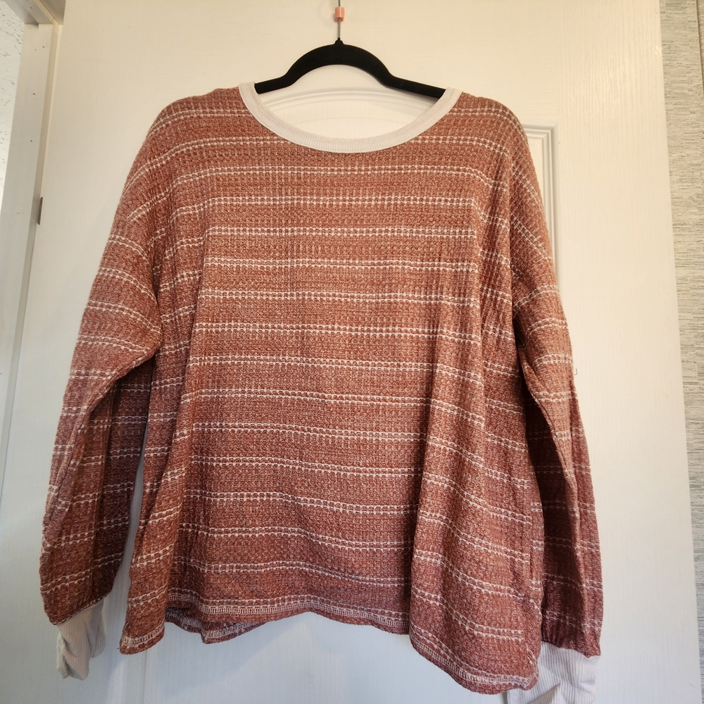 BKE Striped Knit Top with Cream Trim M Euc
